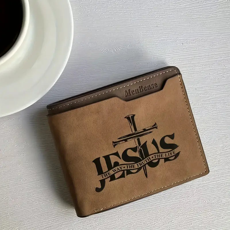 Billetera de Cuero Sintético para Hombre Kasutoo con Diseño de Figura Religiosa