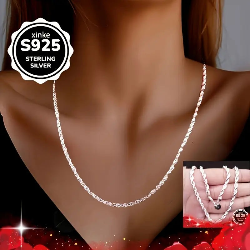 2 Piezas de Collar + Pulsera Trenzada en Plata S925