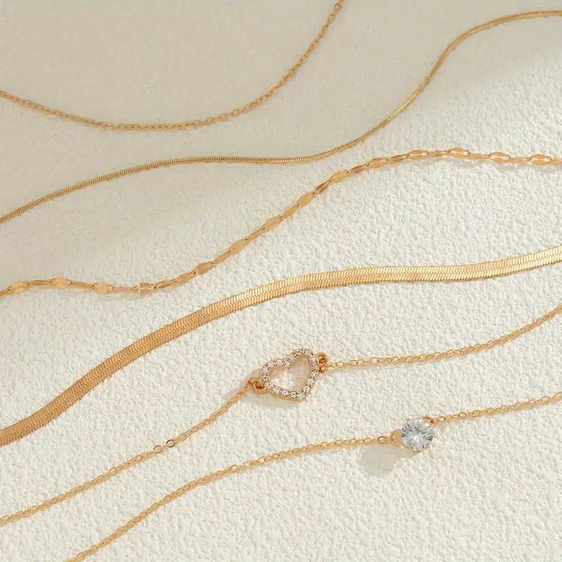 Conjunto de collar de 6 piezas con colgantes en capas para mujeres - Elegante, sencillo y estilo vacacional.