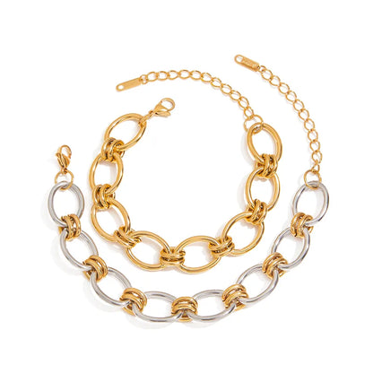 Pulsera Eslabon Grande Plateado/Dorado. Acero Inoxidable 316