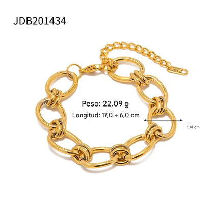 Pulsera Eslabon Grande Plateado/Dorado. Acero Inoxidable 316