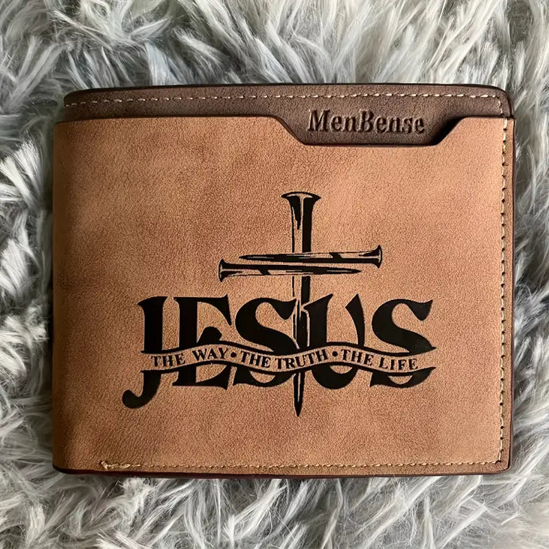 Billetera de Cuero Sintético para Hombre Kasutoo con Diseño de Figura Religiosa