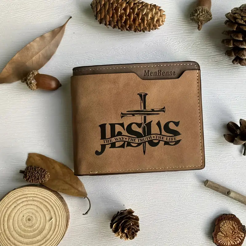 Billetera de Cuero Sintético para Hombre Kasutoo con Diseño de Figura Religiosa