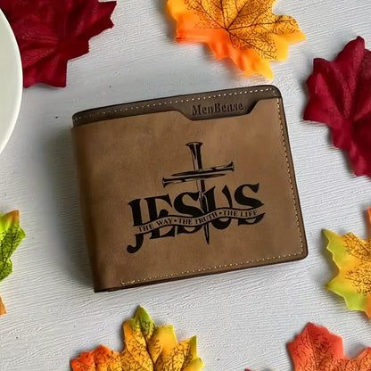 Billetera de Cuero Sintético para Hombre Kasutoo con Diseño de Figura Religiosa
