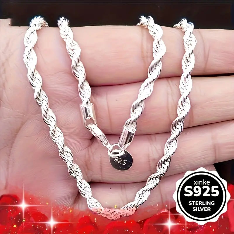 2 Piezas de Collar + Pulsera Trenzada en Plata S925