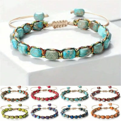 Pulsera De Fantasia, Piedra Jaspe-Amatista Ojo de Tigre