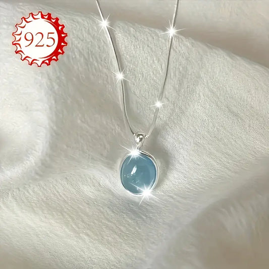 Collar Opalo y cadena plata 925 aguamarina para mujer