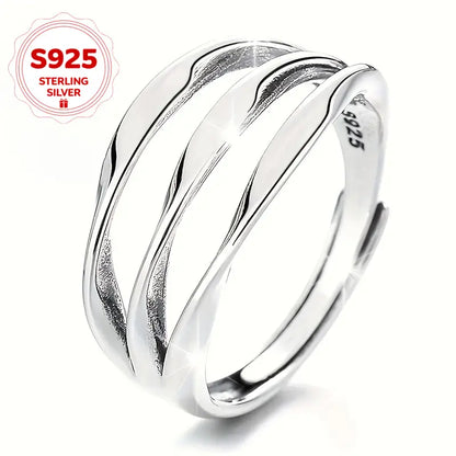 Anillo Ajustable de Plata Esterlina S925 Multinivel