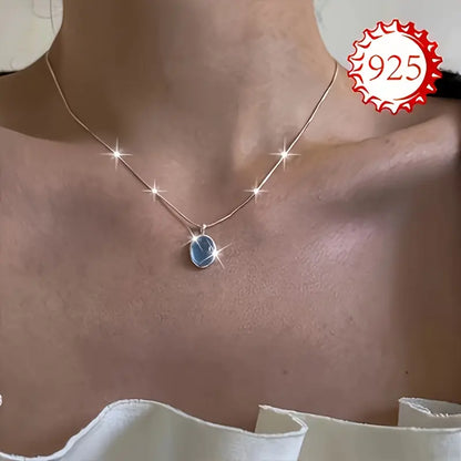 Collar Opalo y cadena plata 925 aguamarina para mujer