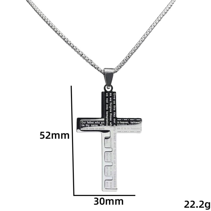 Collar De Colgante de Cruz con Plegaria en Español, Joyería Cristiana