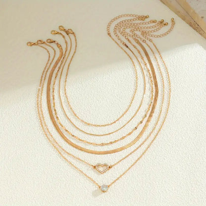 Conjunto de collar de 6 piezas con colgantes en capas para mujeres - Elegante, sencillo y estilo vacacional.
