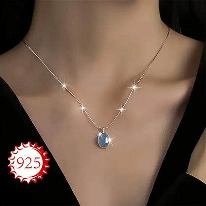 Collar Opalo y cadena plata 925 aguamarina para mujer