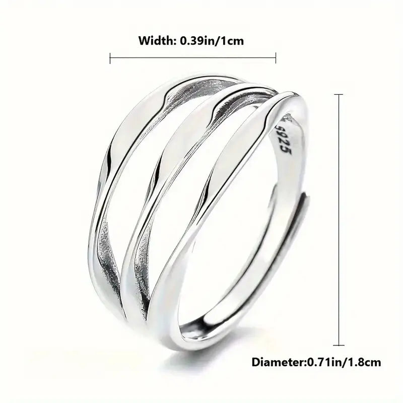 Anillo Ajustable de Plata Esterlina S925 Multinivel