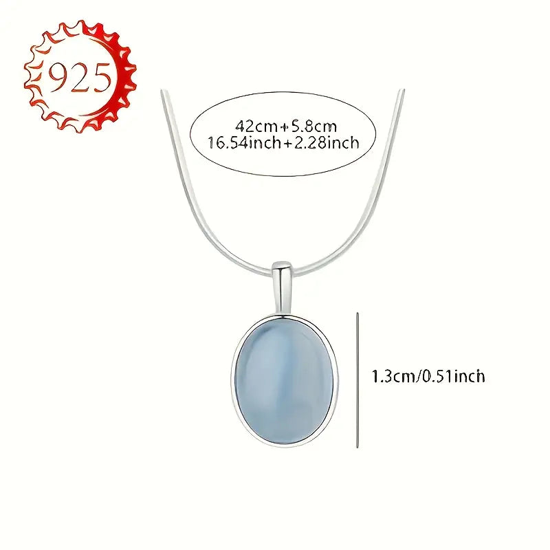 Collar Opalo y cadena plata 925 aguamarina para mujer