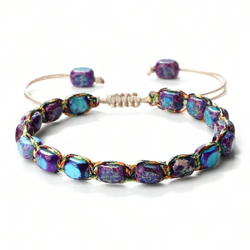 Pulsera De Fantasia, Piedra Jaspe-Amatista Ojo de Tigre