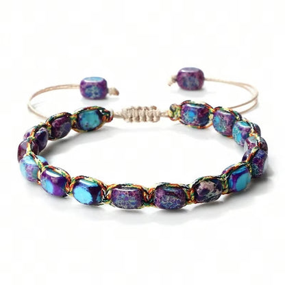 Pulsera De Fantasia, Piedra Jaspe-Amatista Ojo de Tigre