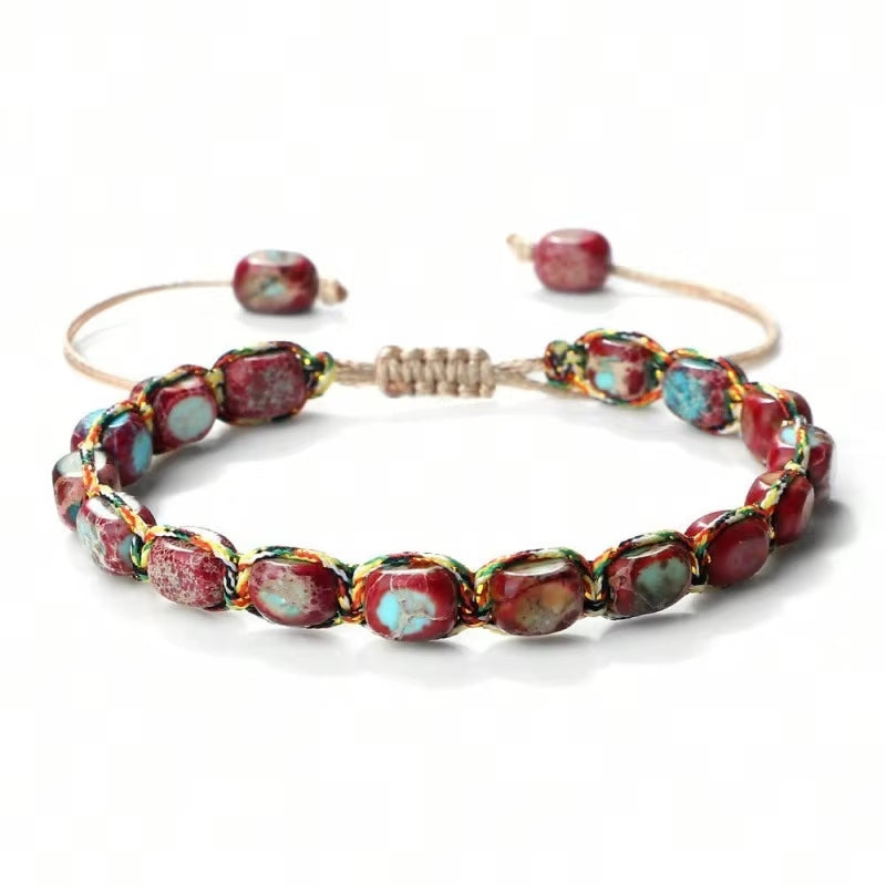 Pulsera De Fantasia, Piedra Jaspe-Amatista Ojo de Tigre