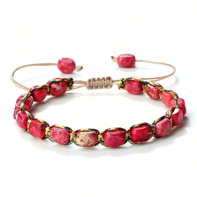Pulsera De Fantasia, Piedra Jaspe-Amatista Ojo de Tigre