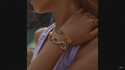Pulsera Eslabon Grande Plateado/Dorado. Acero Inoxidable 316